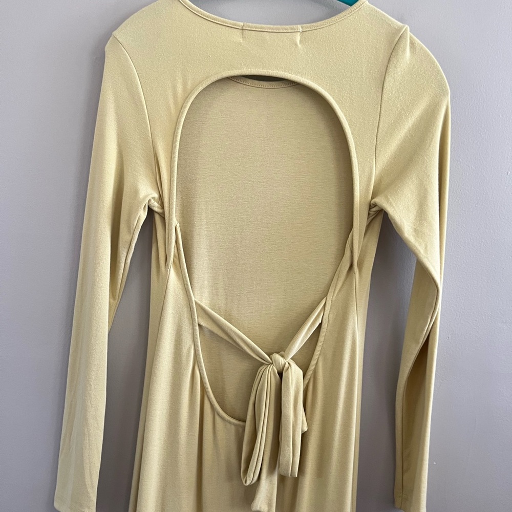 Free People FP Beach Aubre. Maxi Dress Long Sleeve Open back Yellow Boho‎ - Picture 6 of 8